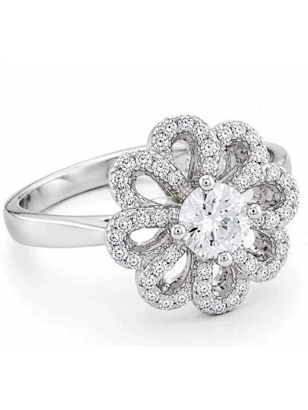 Created 0.98 Cts White Sapphire Ring Solid .925 Silver